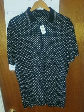 Express Black Polo with White Micro-Print